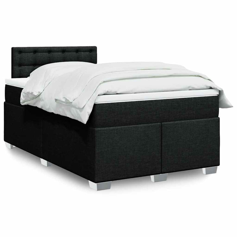 Pat box spring cu saltea, negru, 120x190 cm, catifea
