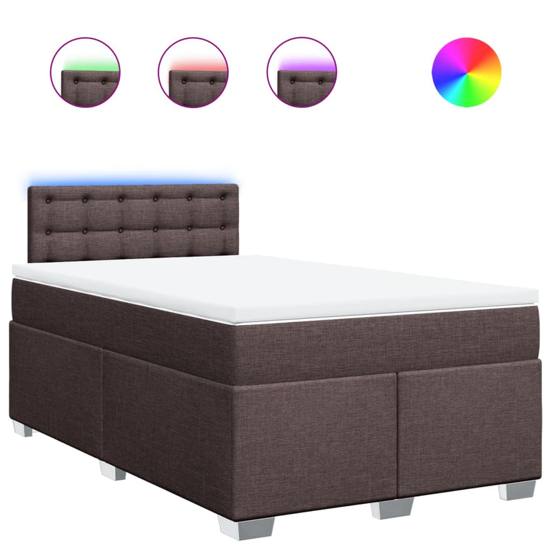 Pat box spring cu saltea, maro închis, 120x190 cm, textil