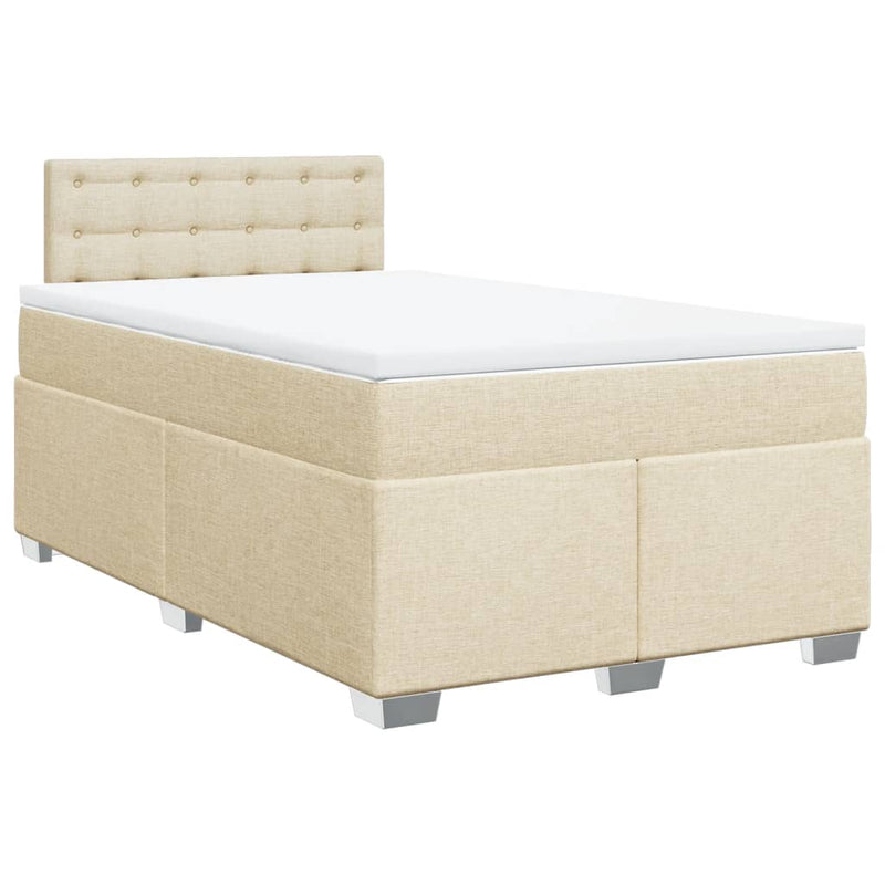 Pat continental cu saltea, crem, 120x190 cm, textil
