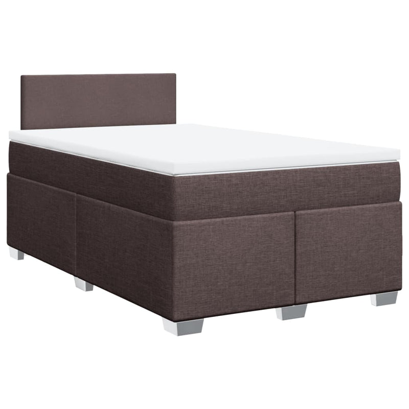 Pat box spring cu saltea, maro închis, 120x200 cm, textil