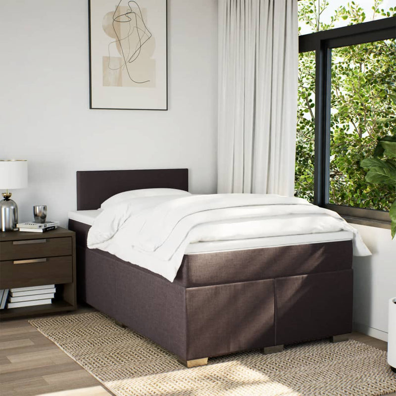 Pat box spring cu saltea, maro închis, 120x200 cm, textil