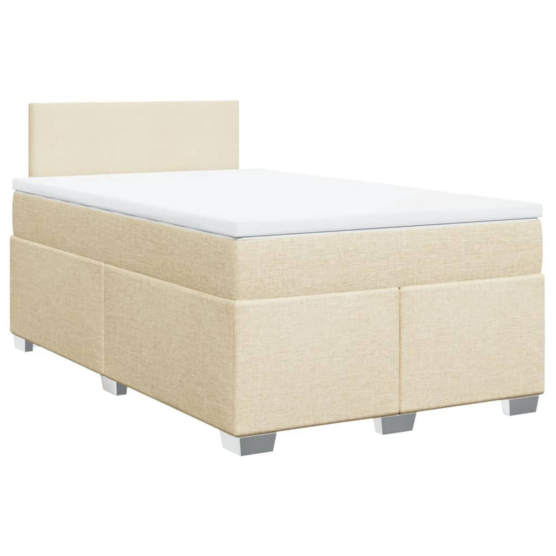 Pat box spring cu saltea, crem, 120x200 cm, textil