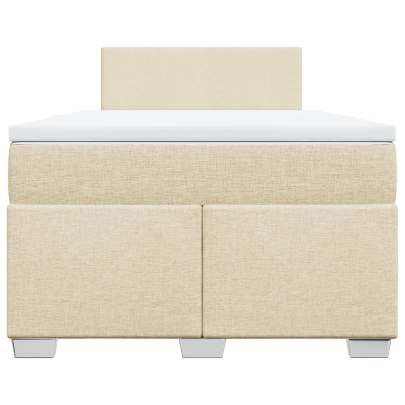 Pat box spring cu saltea, crem, 120x200 cm, textil