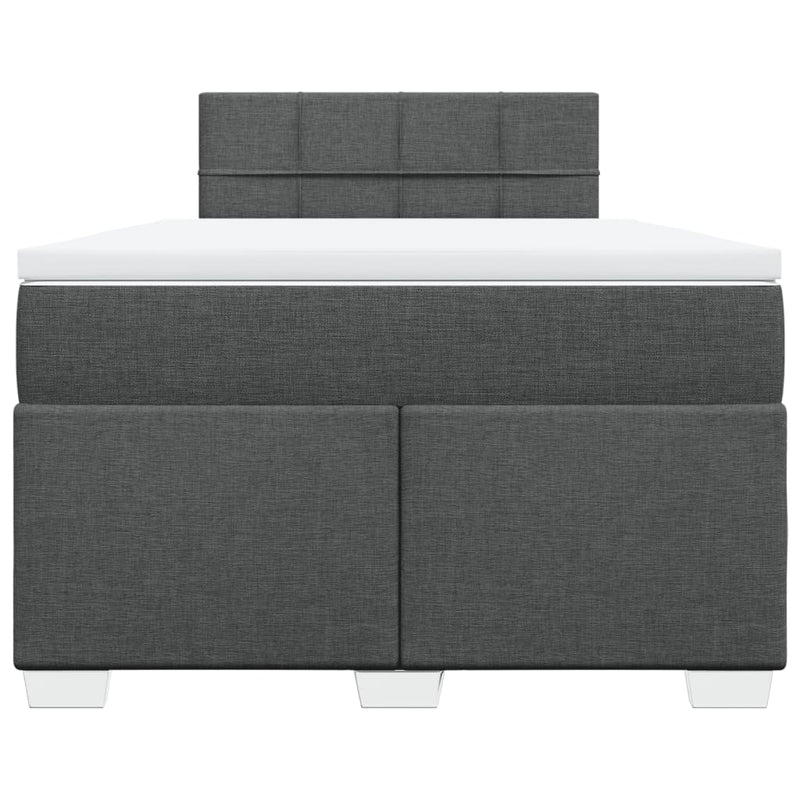 Pat box spring cu saltea, gri închis, 120x200 cm, textil
