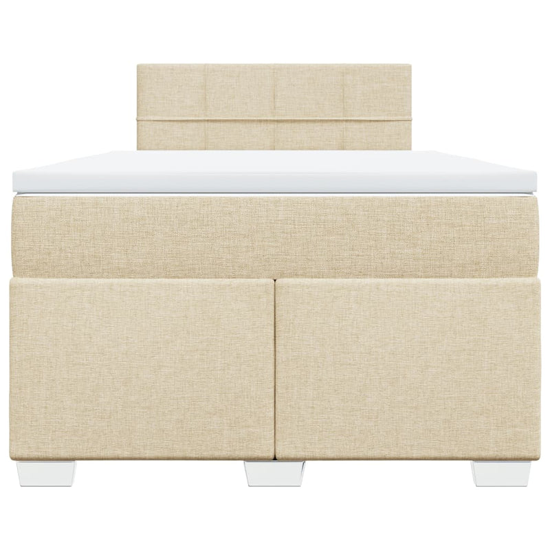 Pat box spring cu saltea, crem, 120x200 cm, textil