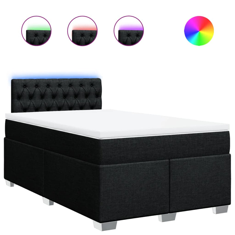 Pat box spring cu saltea, negru, 120x200 cm, textil