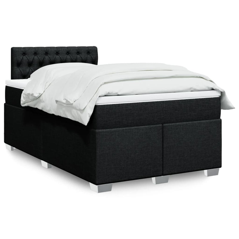 Pat box spring cu saltea, negru, 120x200 cm, textil