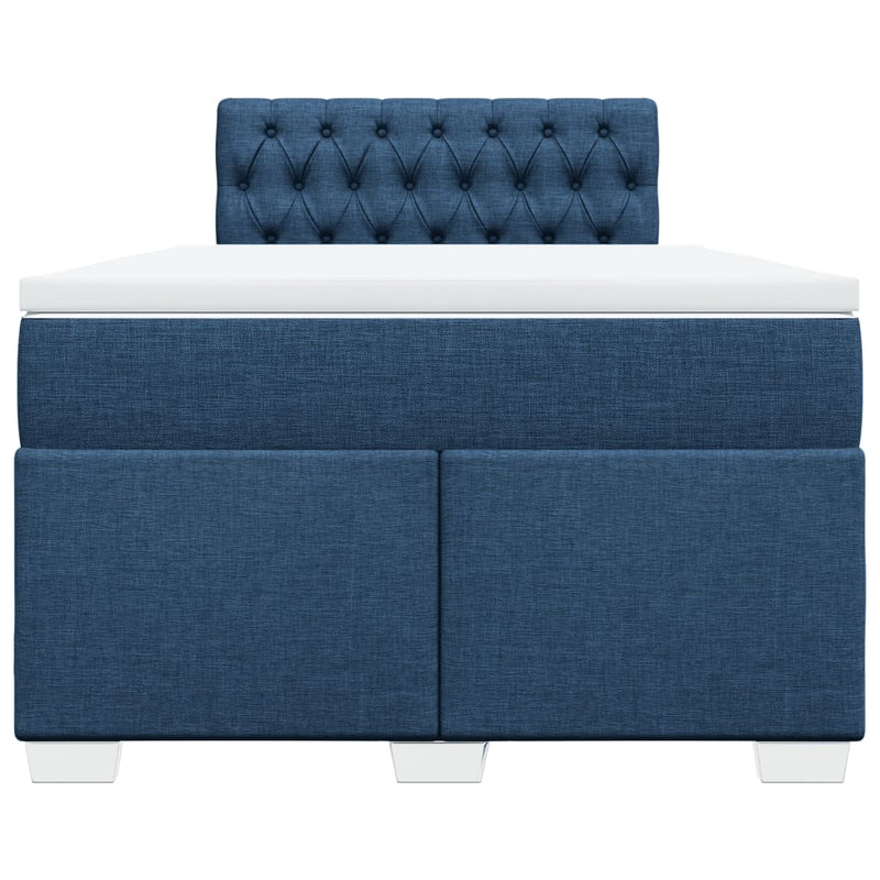Pat box spring cu saltea, albastru, 120x200 cm, textil