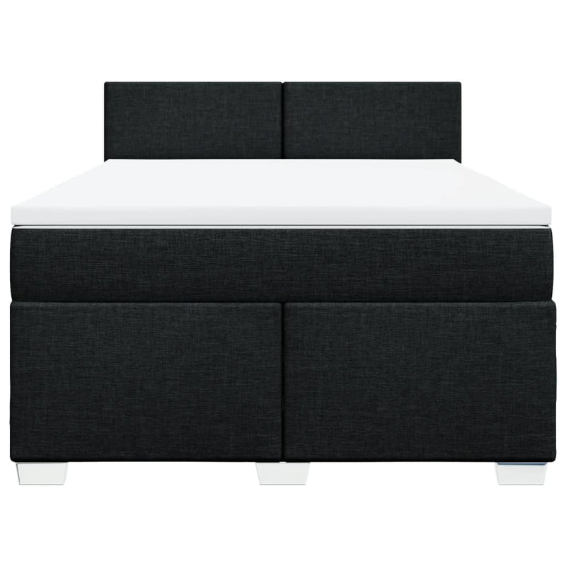 Pat box spring cu saltea, negru, 140x190 cm, textil