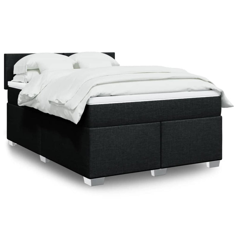 Pat box spring cu saltea, negru, 140x190 cm, textil