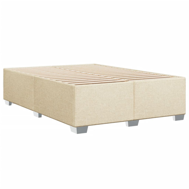 Pat box spring cu saltea, crem, 140x200 cm, textil