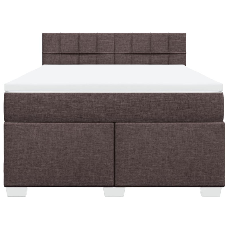 Pat box spring cu saltea, maro închis, 140x200 cm, textil