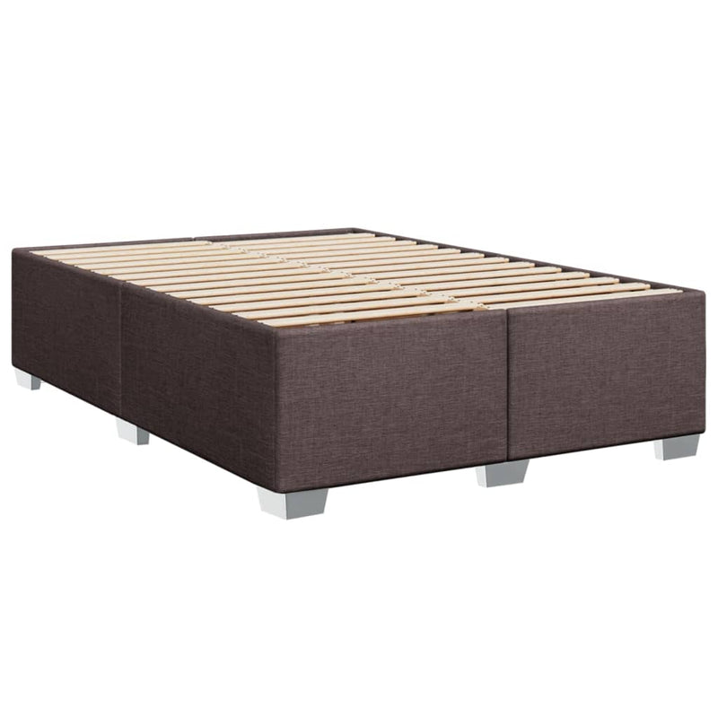 Pat box spring cu saltea, maro închis, 140x200 cm, textil