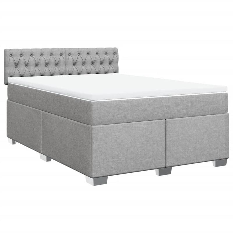 Pat box spring cu saltea, gri deschis, 140x190 cm, textil