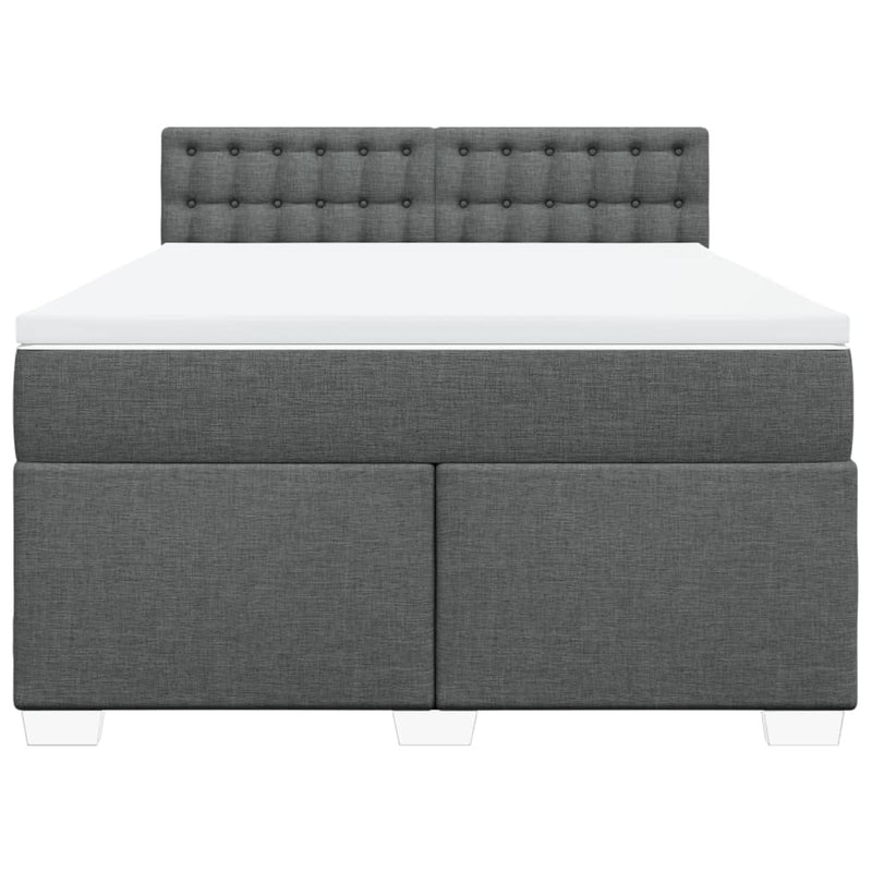 Pat box spring cu saltea, gri închis, 140x190 cm, textil