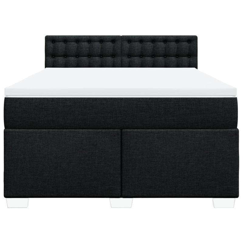 Pat box spring cu saltea, negru, 140x190 cm, textil