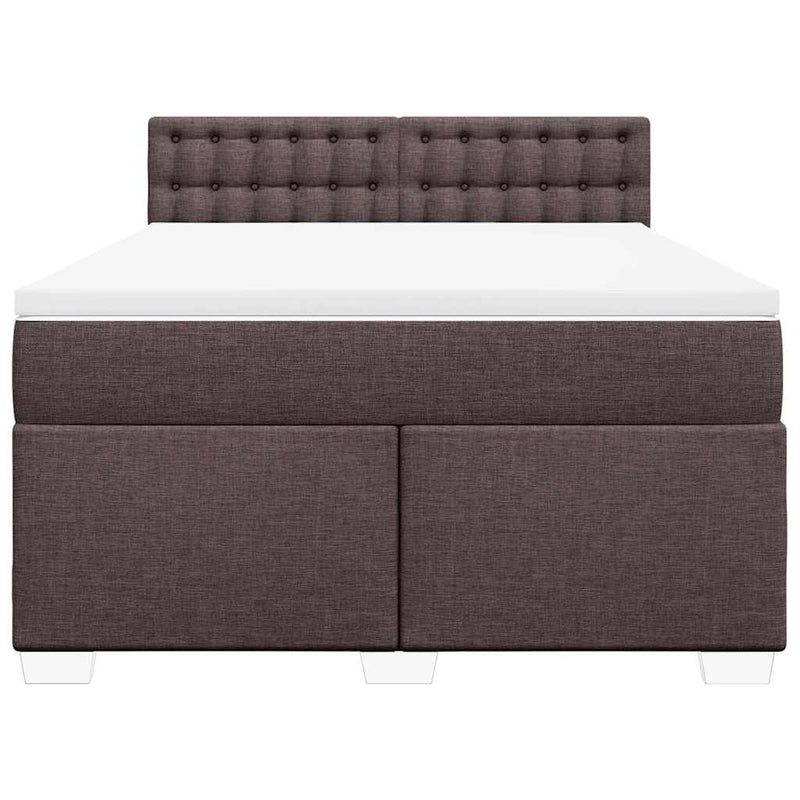 Pat box spring cu saltea, maro închis, 140x200 cm, textil