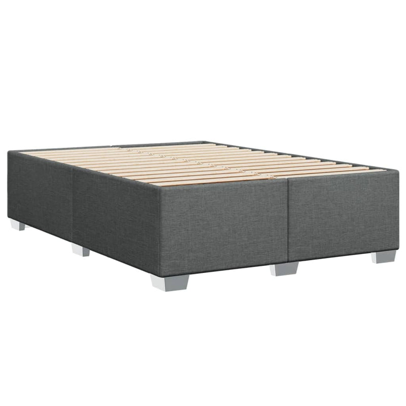 Pat box spring cu saltea, gri închis, 140x200 cm, textil