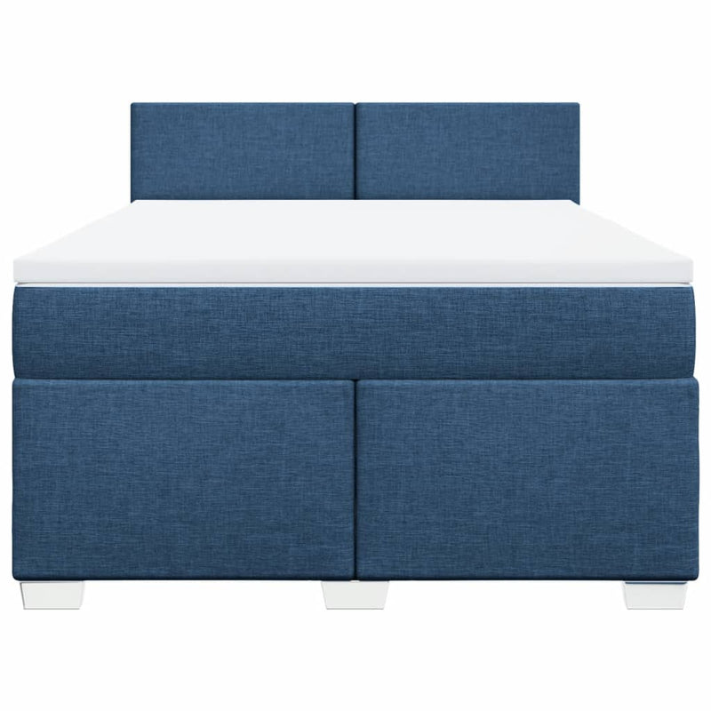 Pat continental cu saltea, albastru, 140x200cm, material textil