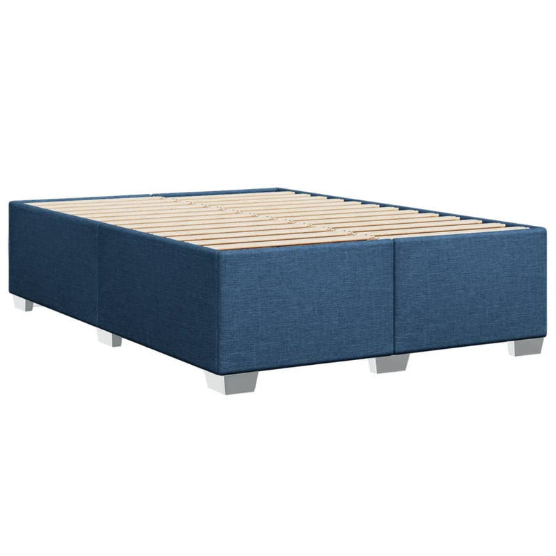 Pat continental cu saltea, albastru, 140x200cm, material textil