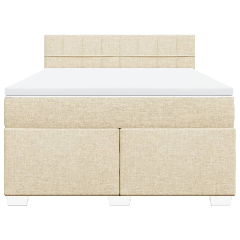 Pat continental cu saltea, crem, 140x200 cm, material textil