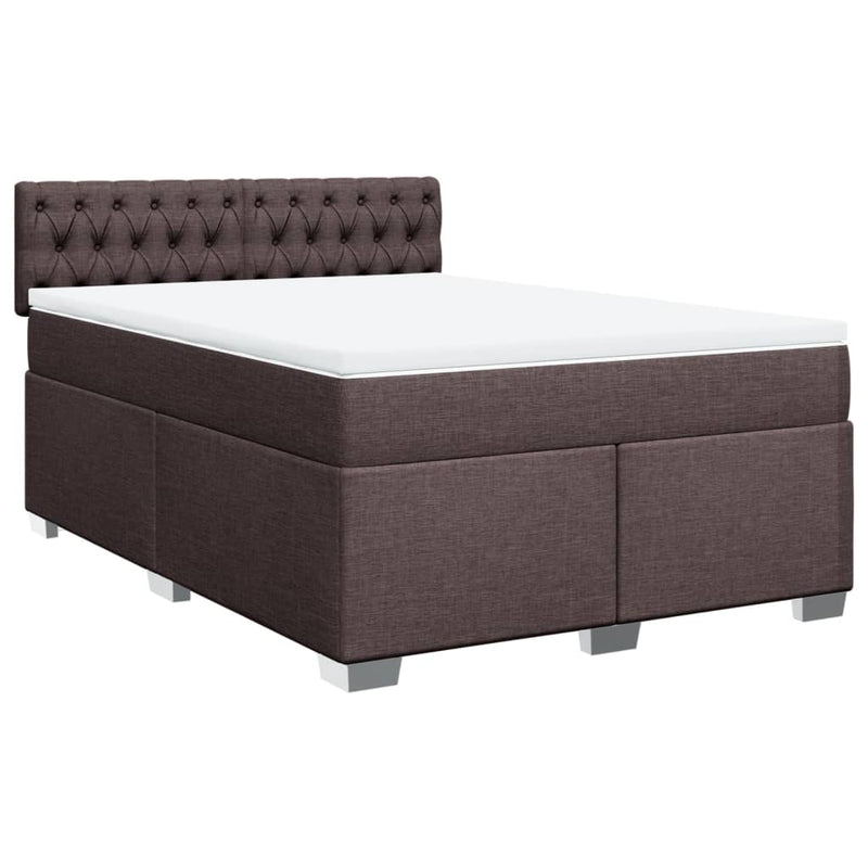 Pat continental cu saltea, maro închis, 140x200 cm, textil