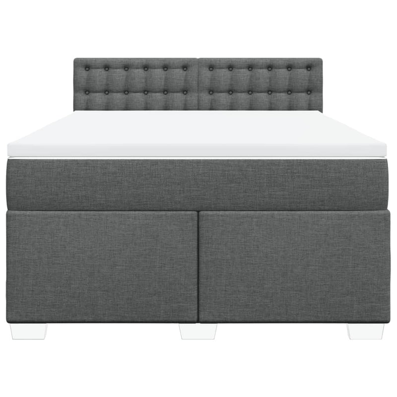 Pat box spring cu saltea, gri închis, 140x200 cm, textil