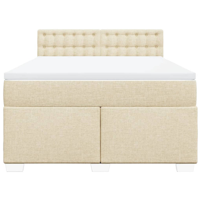 Pat continental cu saltea, crem, 140x200 cm, material textil