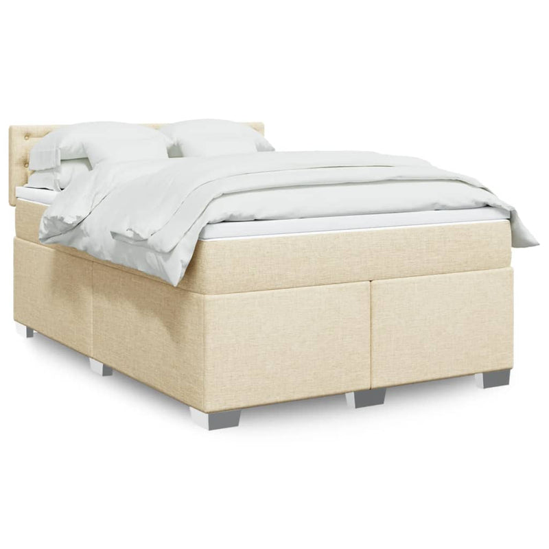 Pat continental cu saltea, crem, 140x200 cm, material textil