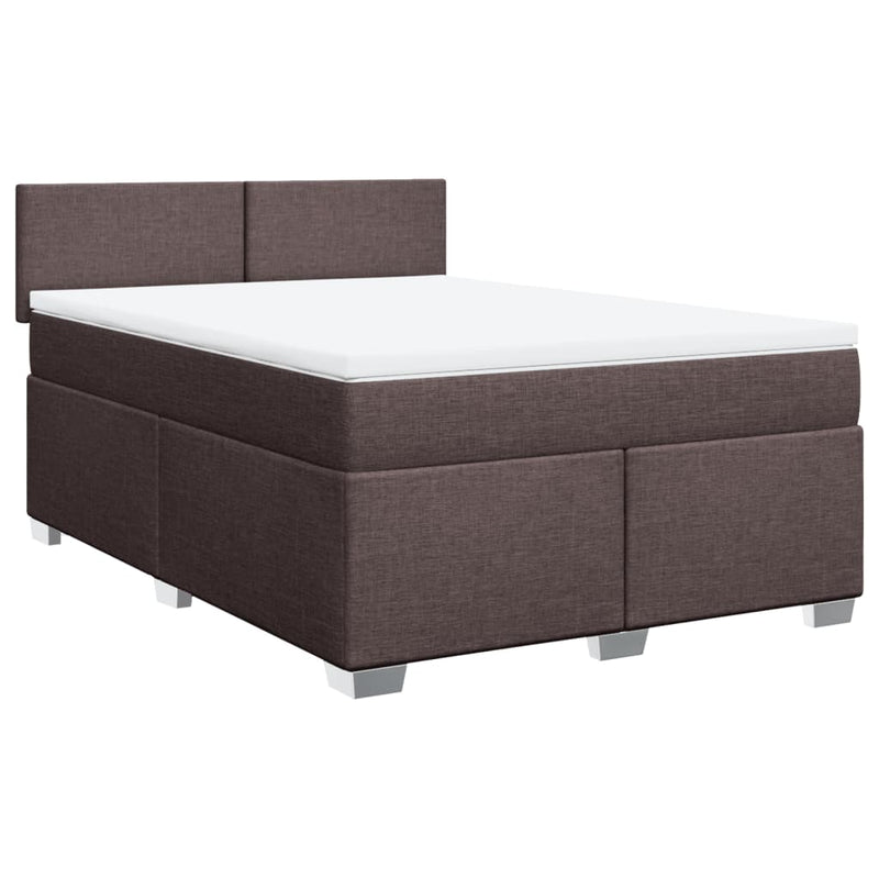 Pat box spring cu saltea, maro închis, 160x200 cm, textil