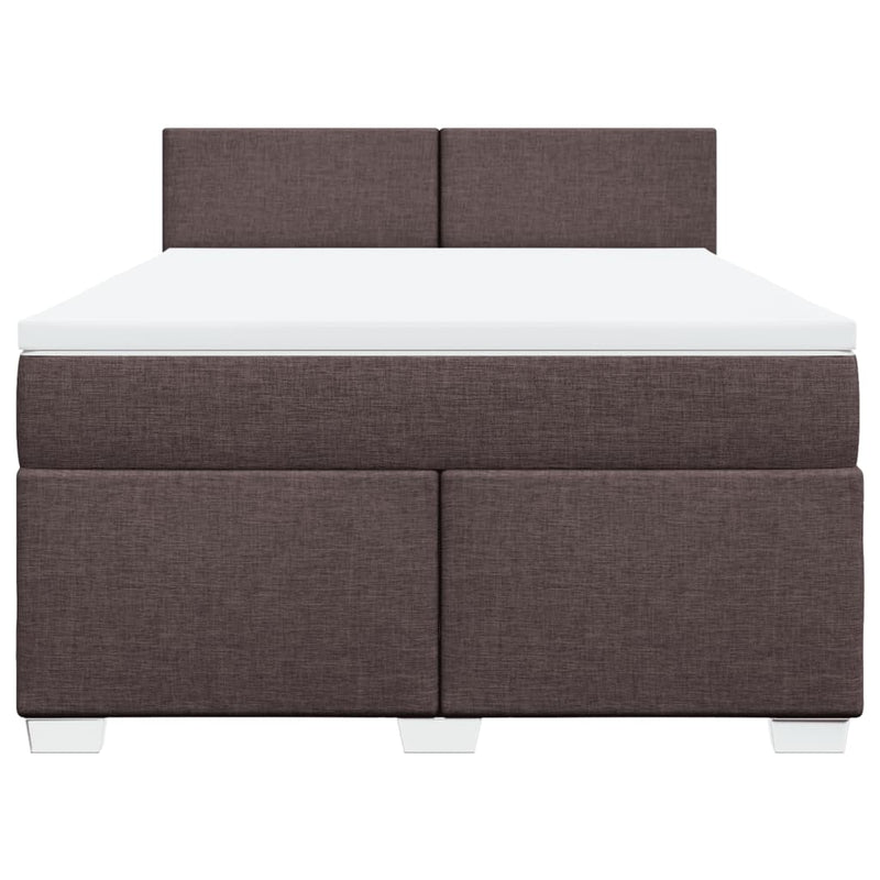 Pat box spring cu saltea, maro închis, 160x200 cm, textil