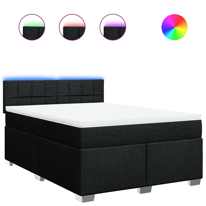 Pat box spring cu saltea, negru, 160x200 cm, textil