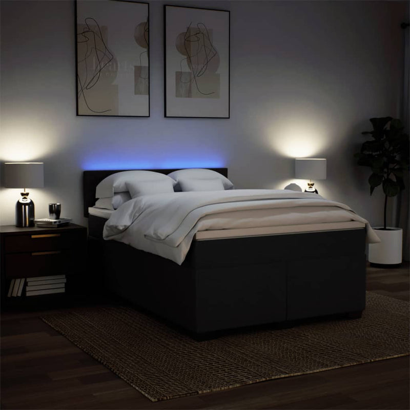 Pat box spring cu saltea, negru, 160x200 cm, textil