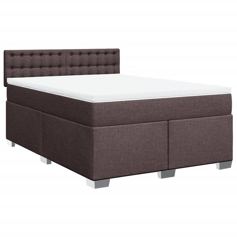 Pat box spring cu saltea, maro închis, 160x200 cm, textil