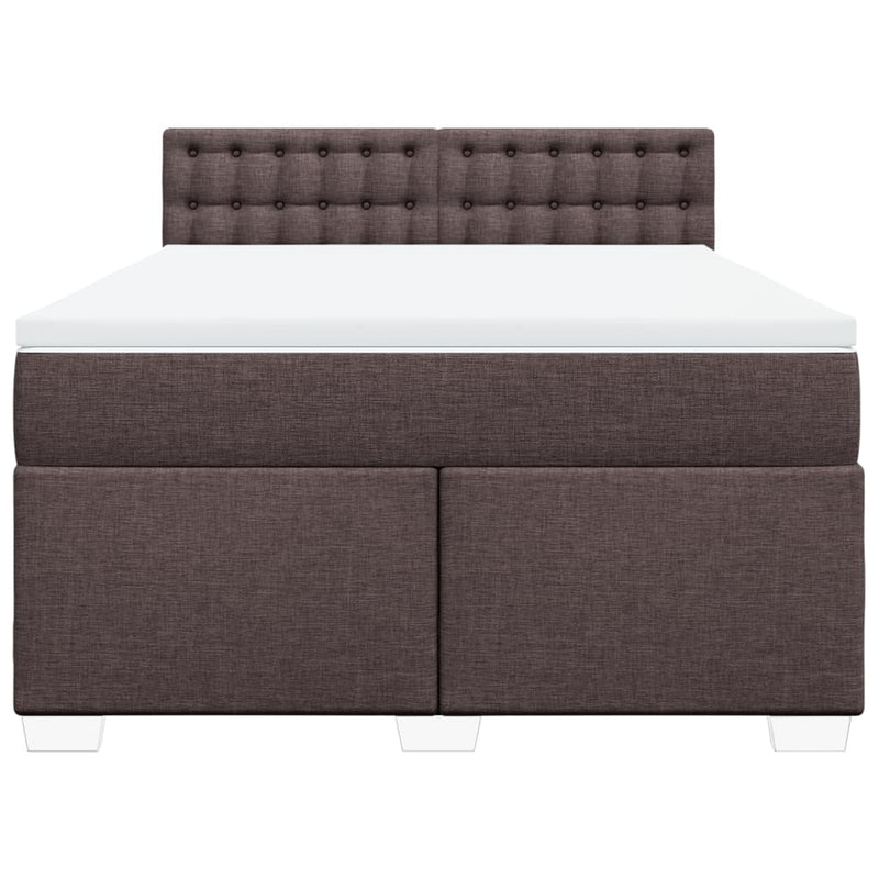 Pat box spring cu saltea, maro închis, 160x200 cm, textil