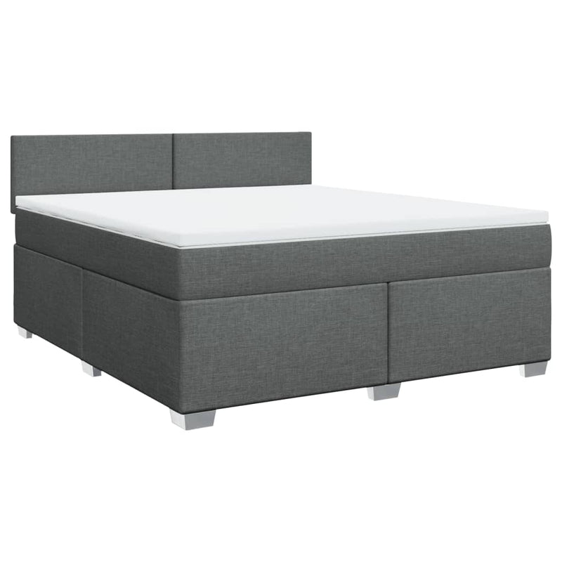 Pat box spring cu saltea, gri închis, 180x200 cm, textil