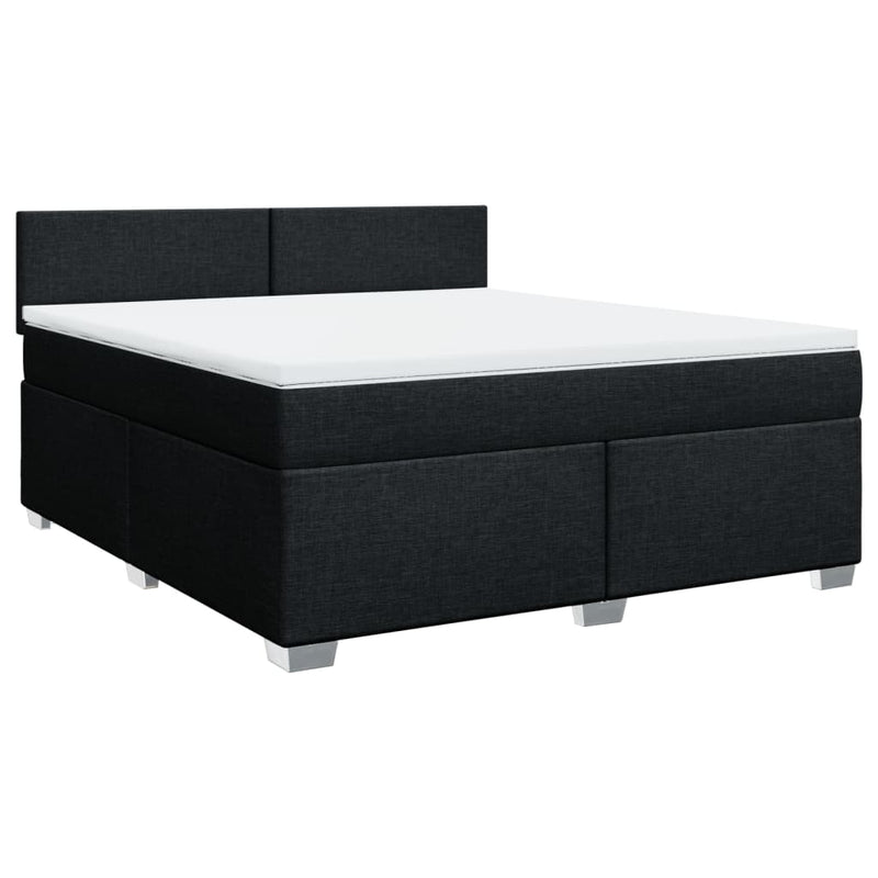 Pat box spring cu saltea, negru, 180x200 cm, catifea