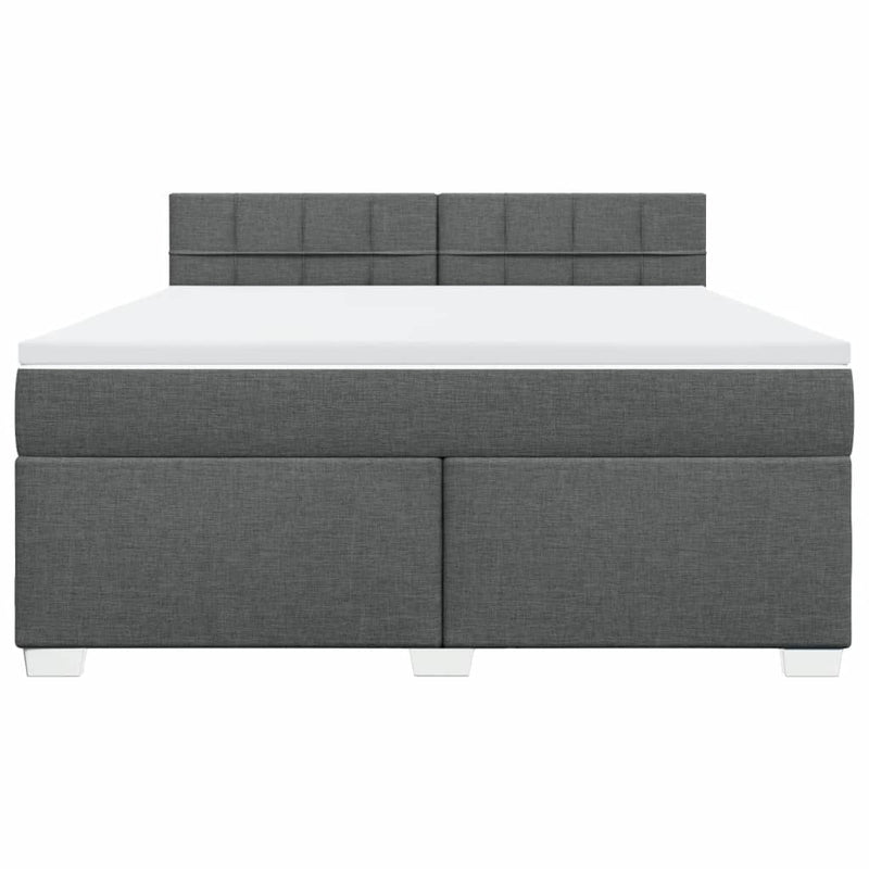 Pat box spring cu saltea, gri închis, 180x200 cm, textil