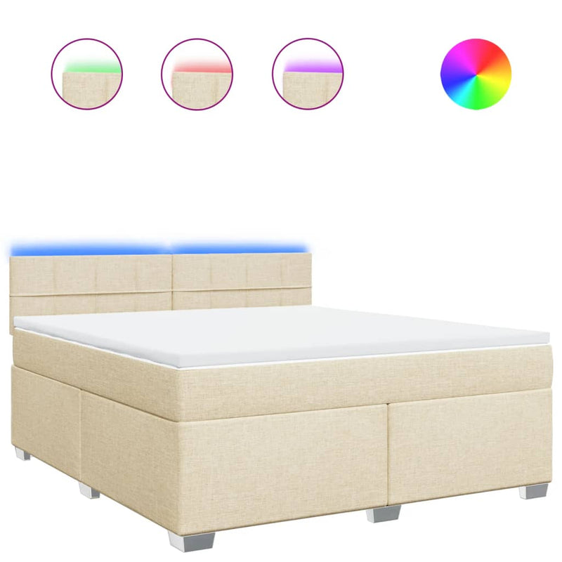 Pat continental cu saltea, crem, 180x200 cm, textil