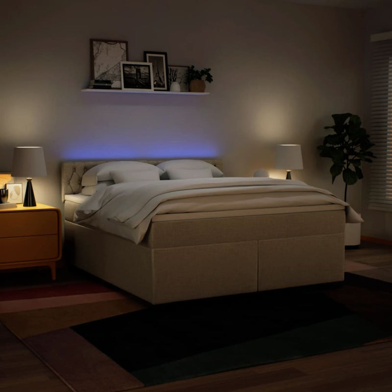 Pat continental cu saltea, crem, 180x200 cm, textil