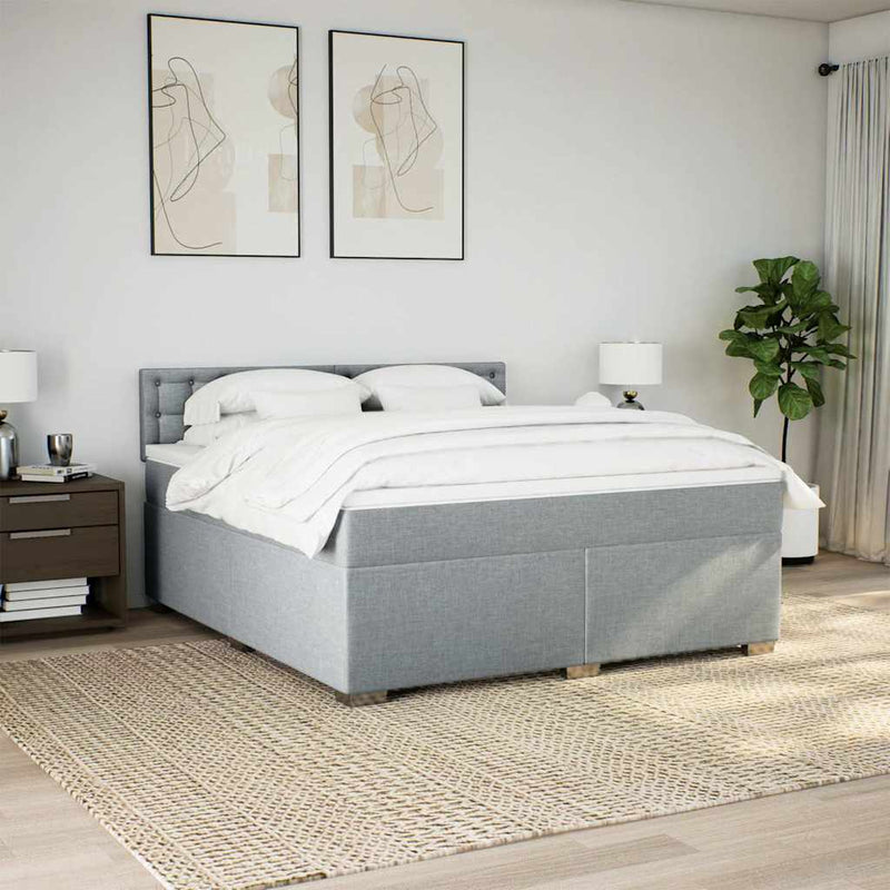 Pat continental, gri deschis, 180x200 cm, material textil