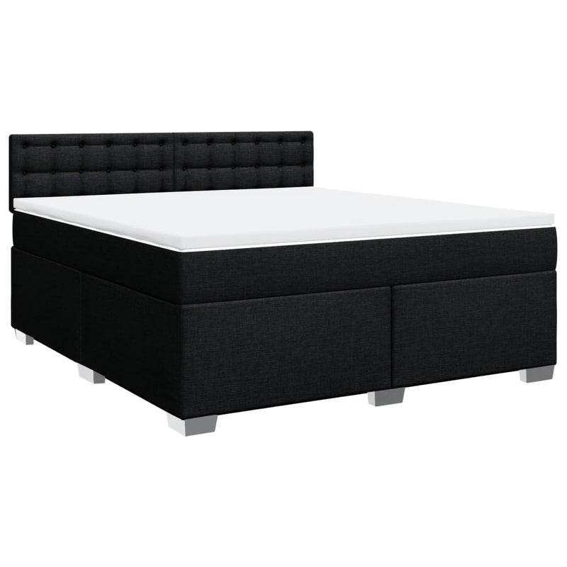 Pat box spring cu saltea, negru, 180x200 cm, catifea