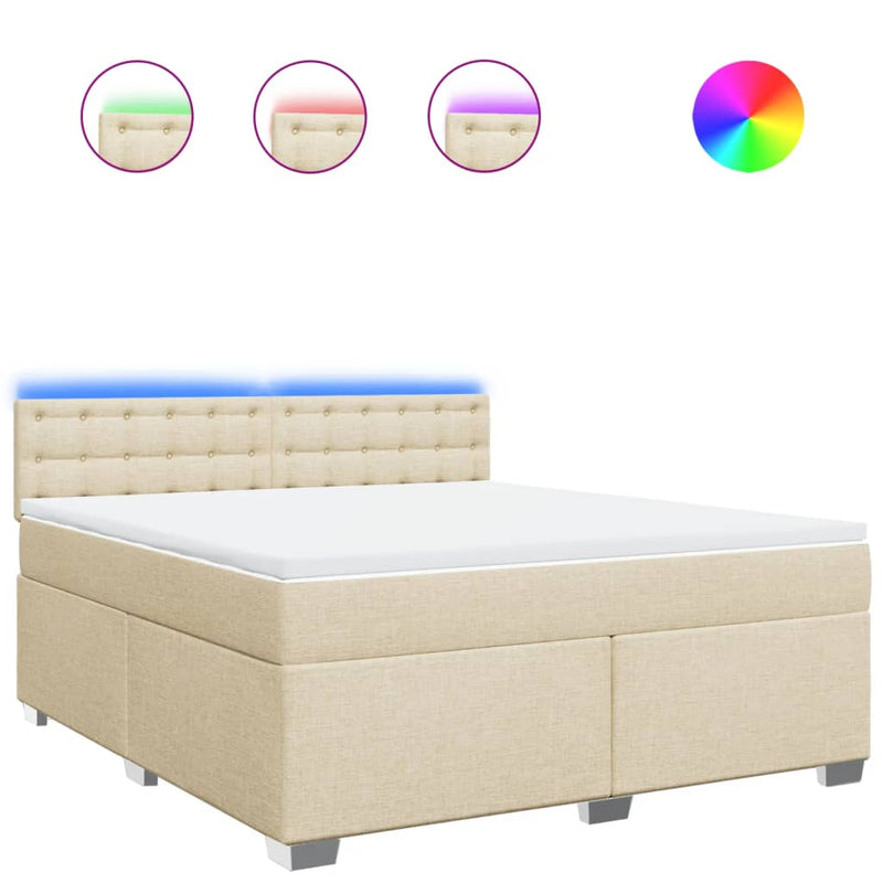 Pat continental cu saltea, crem, 180x200 cm, textil