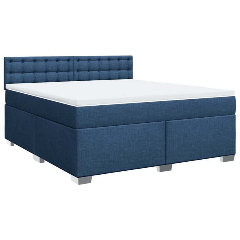 Pat box spring cu saltea, albastru, 180x200 cm, material textil