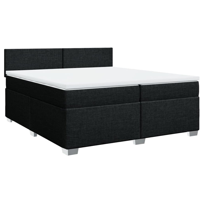 Pat box spring cu saltea, negru, 200x200 cm, textil
