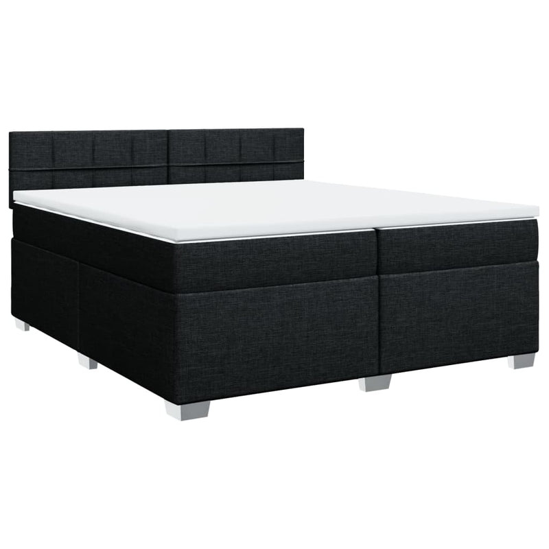 Pat box spring cu saltea, negru, 200x200 cm, textil