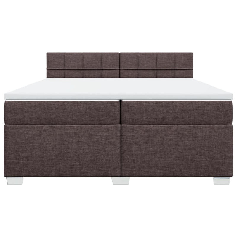 Pat box spring cu saltea, maro închis, 200x200 cm, textil
