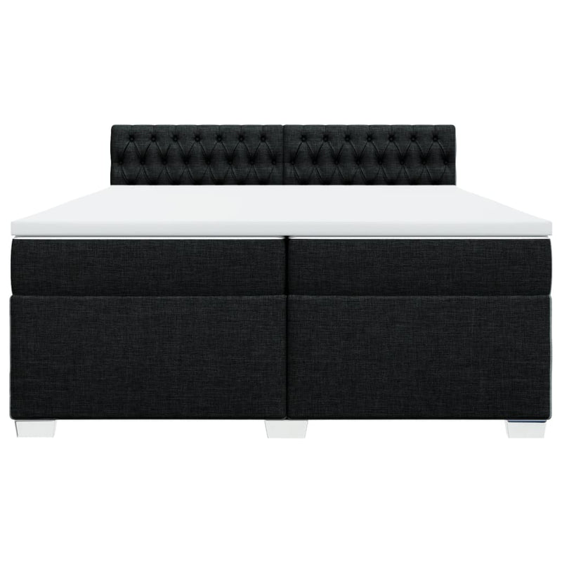 Pat box spring cu saltea, negru, 200x200 cm, textil
