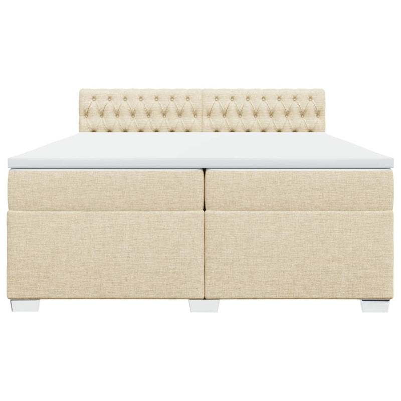 Pat box spring cu saltea, crem, 200x200 cm, textil