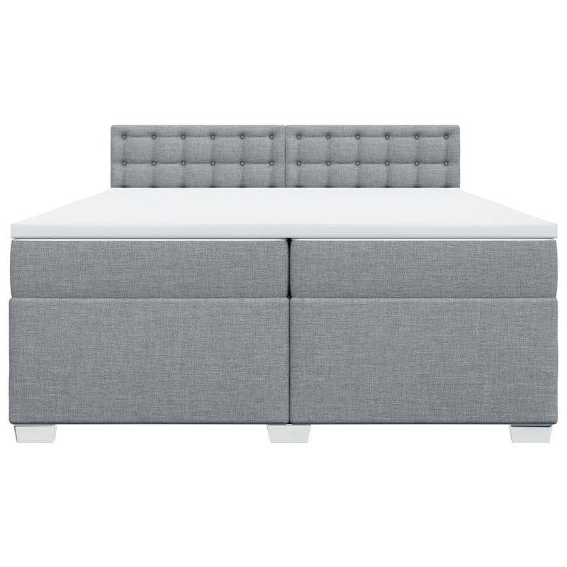 Pat box spring cu saltea, gri deschis, 200x200 cm, textil